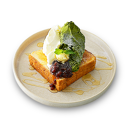 ミルク+抹茶小倉トースト写真